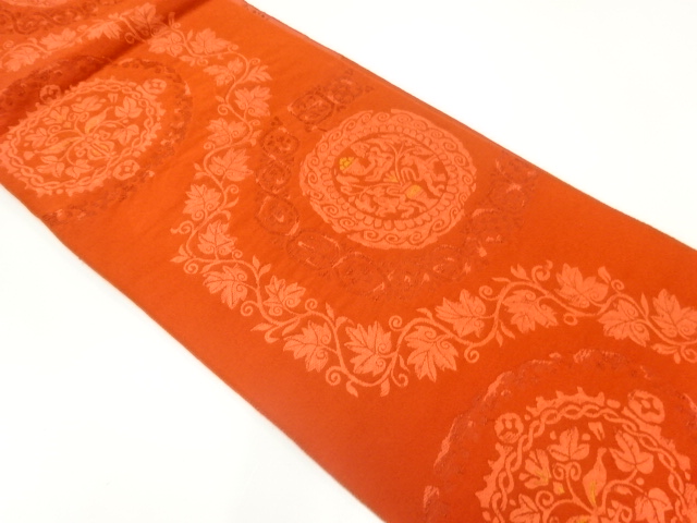 JAPANESE NAGOYA OBI / WOVEN FLOWER ARABESQUE
